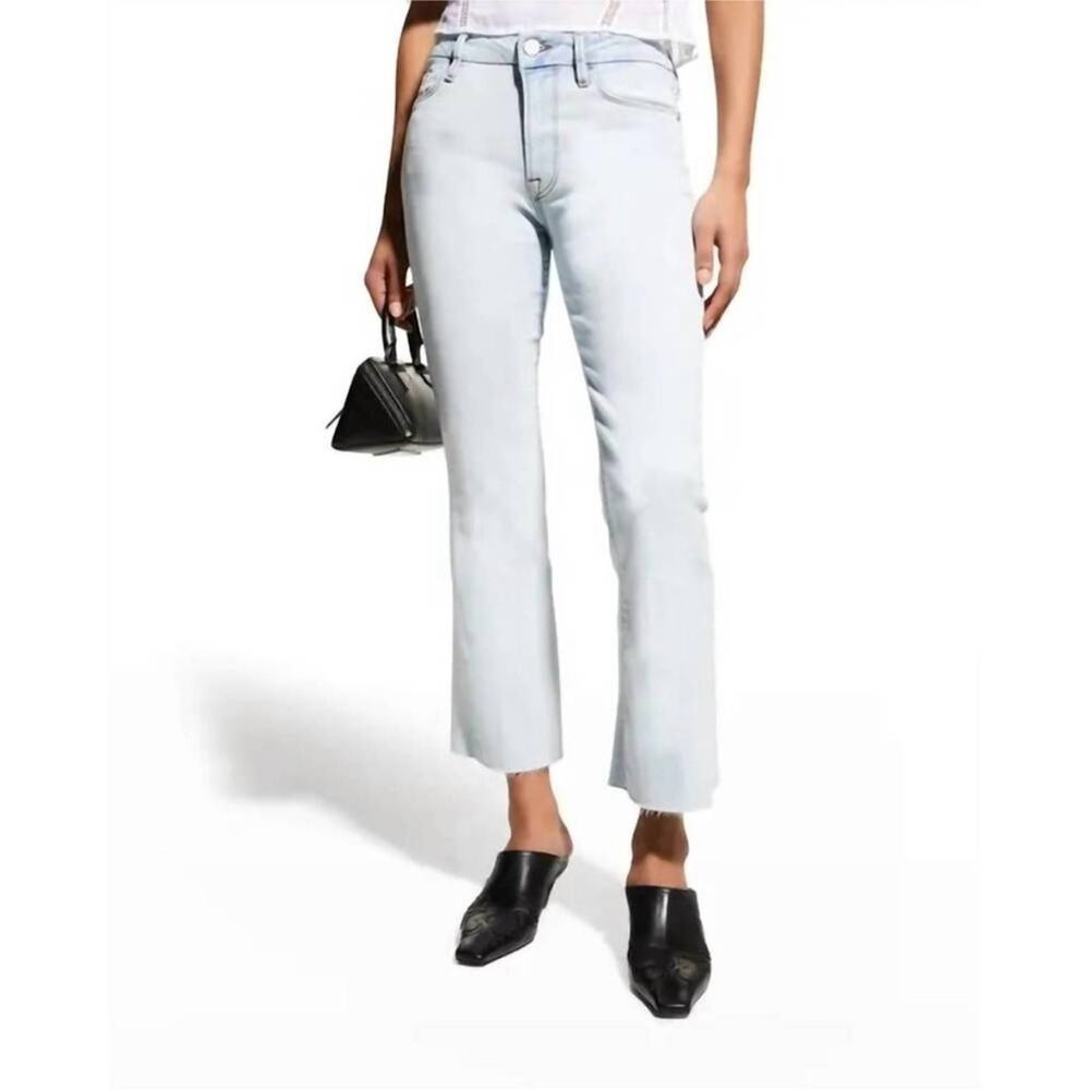 FRAME Denim Le Crop Mini Boot Jean in Division Size 26 Light Wash Raw Hem NWT